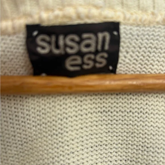 Vintage Susan Ed’s Preppy Ivory Knit Sweater Vest Sz Lg - Picture 8 of 12